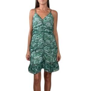 NSR NAPEAN SEA RD GREEN PAISLEY PRINT RUCHED DRESS